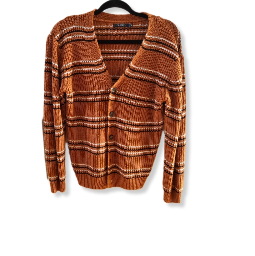 George Orange and Black cardigan like new EUC L